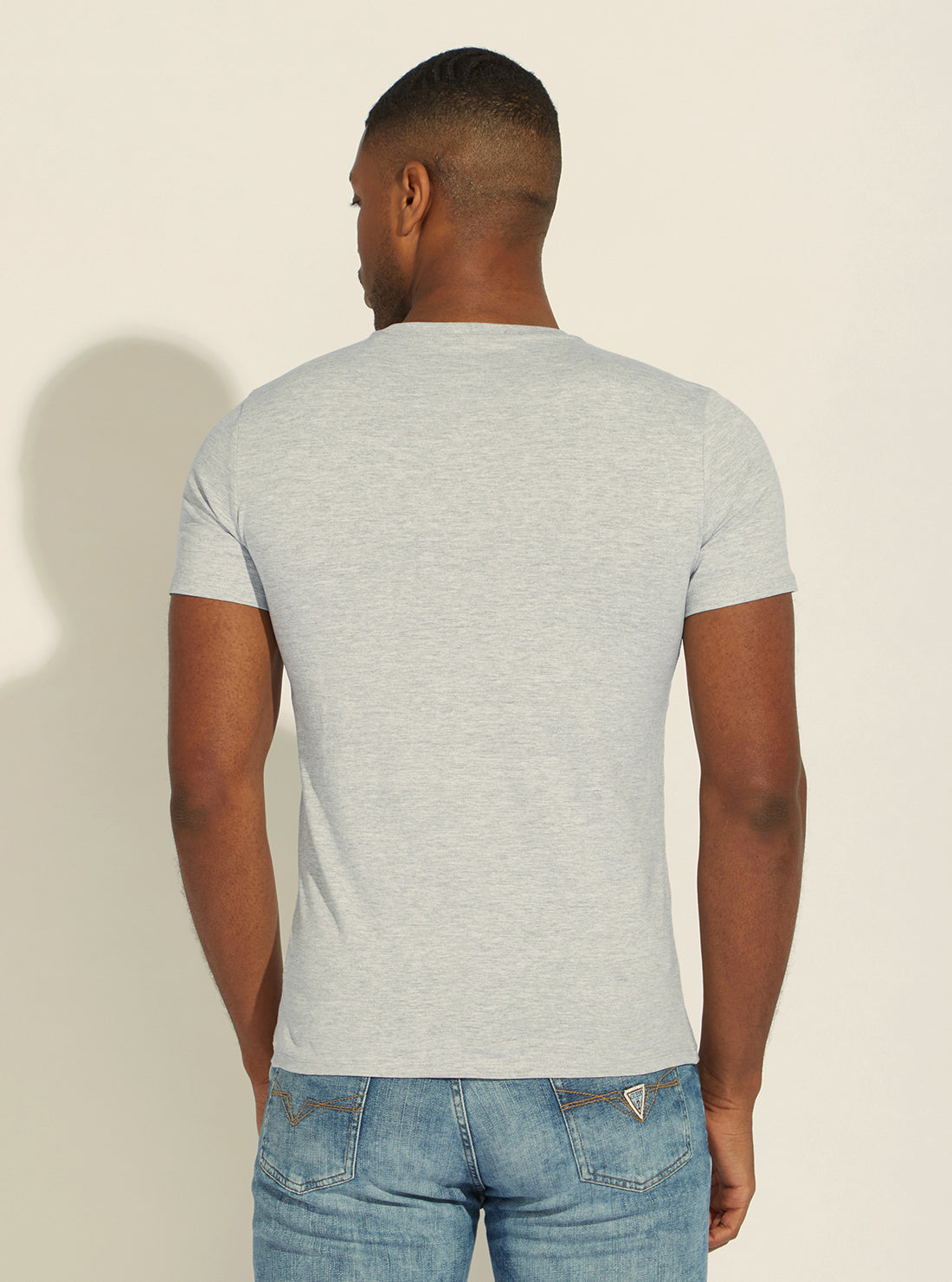 GUESS Mens Eco Grey V-Neck Basic T-Shirt M1RI37I3Z11 Back View