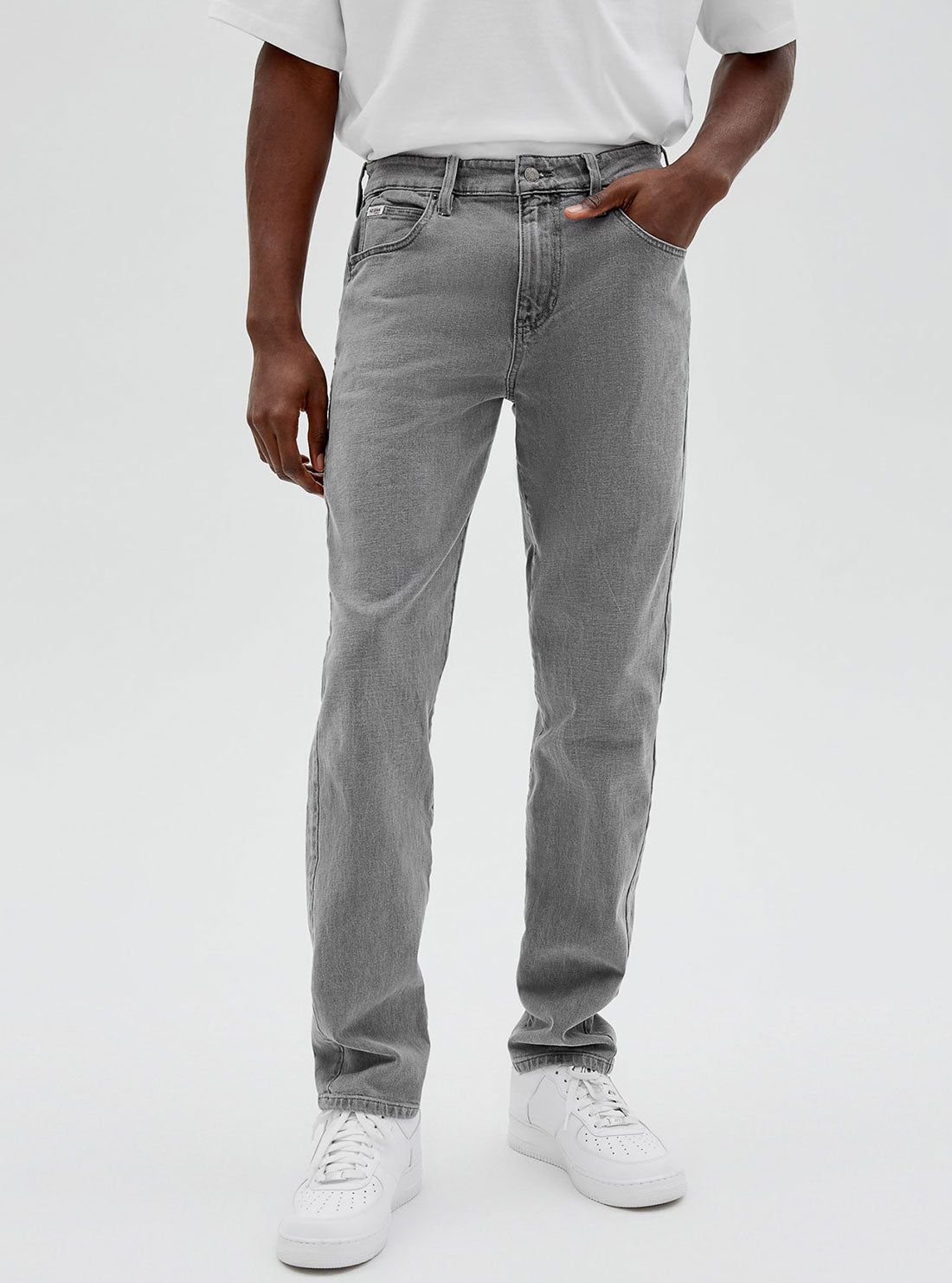GUESS Mens Guess Originals Slim Straight Leg Jeans in Grey Pearl Wash M2GG33D4DA5 Front View