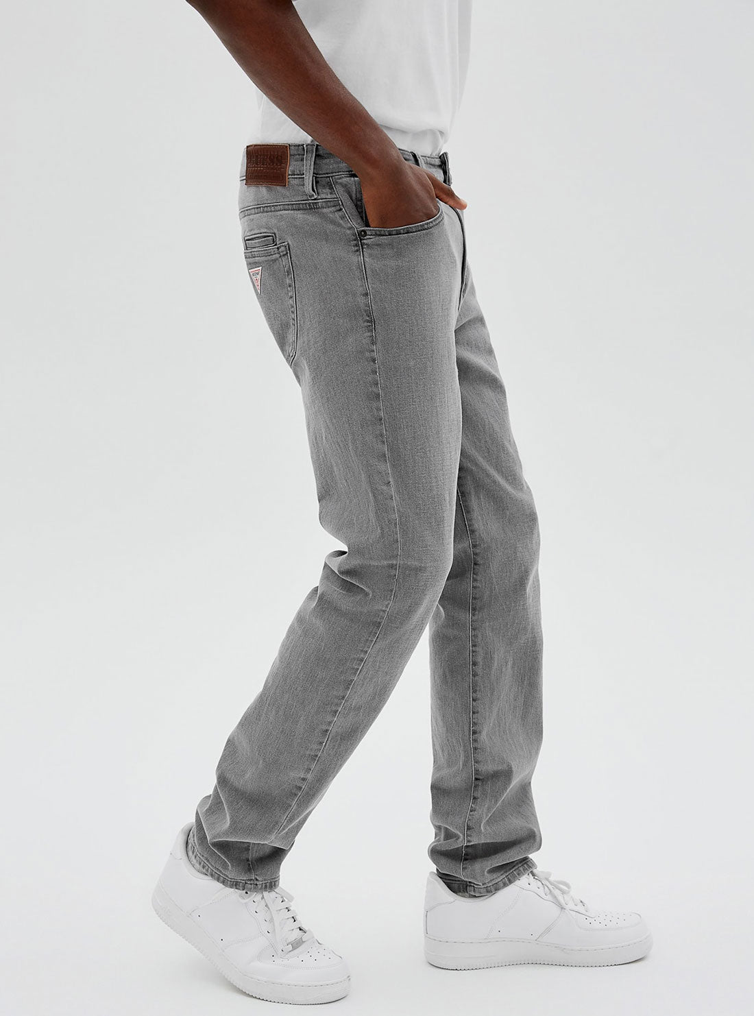 GUESS Mens Guess Originals Slim Straight Leg Jeans in Grey Pearl Wash M2GG33D4DA5 Side View