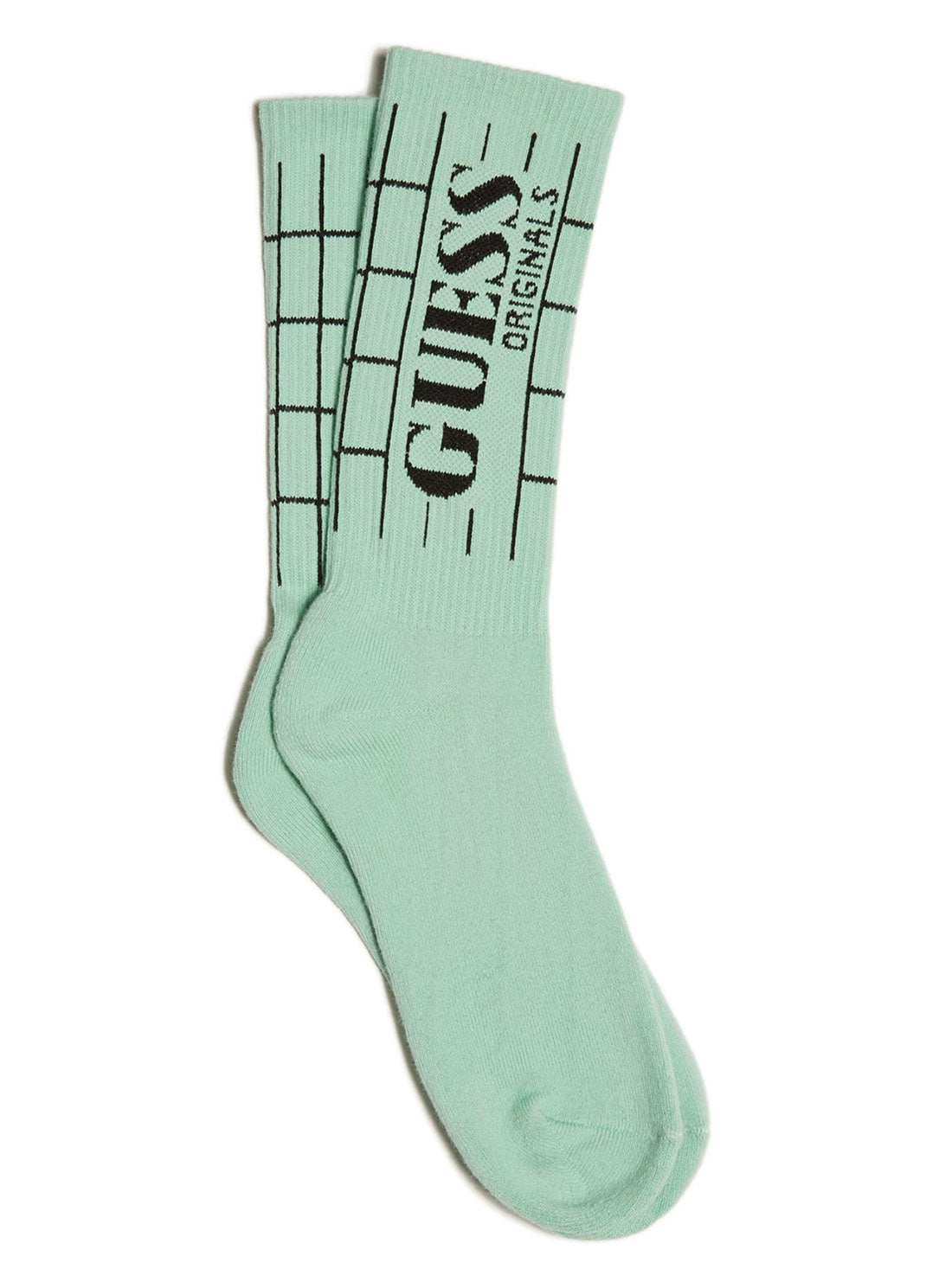 GUESS Mens GUESS Originals Jade Green Grid Socks M2GZ03K9WJ1 Front View