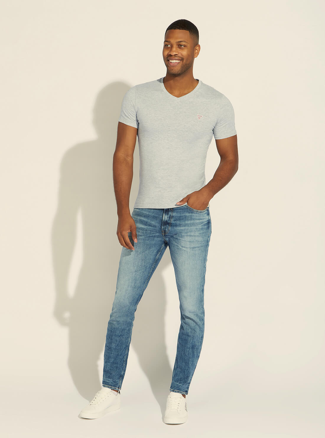 GUESS Mens Mid-Rise Slim Fit Drake Denim Jeans in Pearl Wash M2GA37D4ME2 Full View