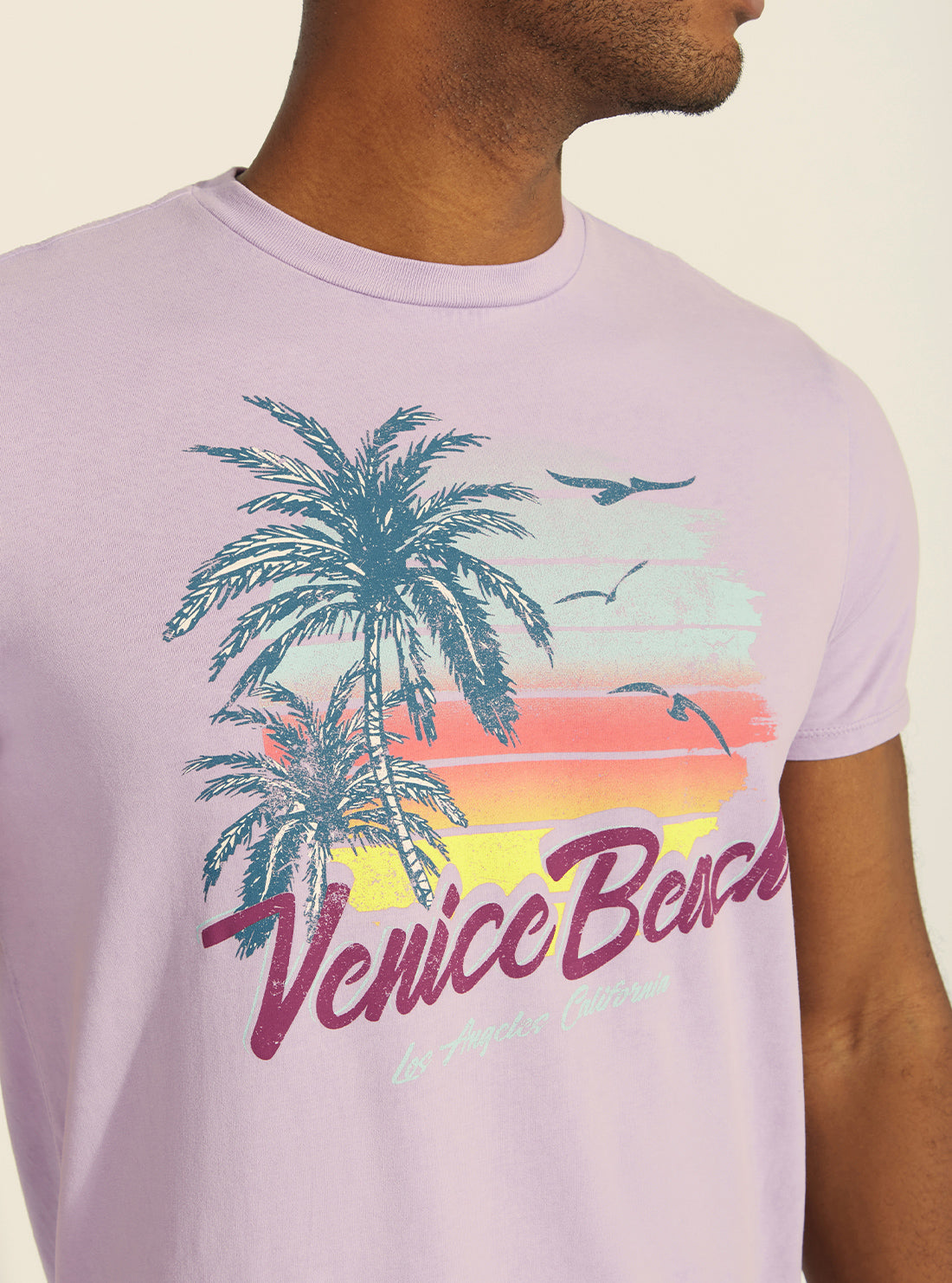 GUESS Mens Purple Orchid Multi Venice T-Shirt M2GI47KA260 Detail View