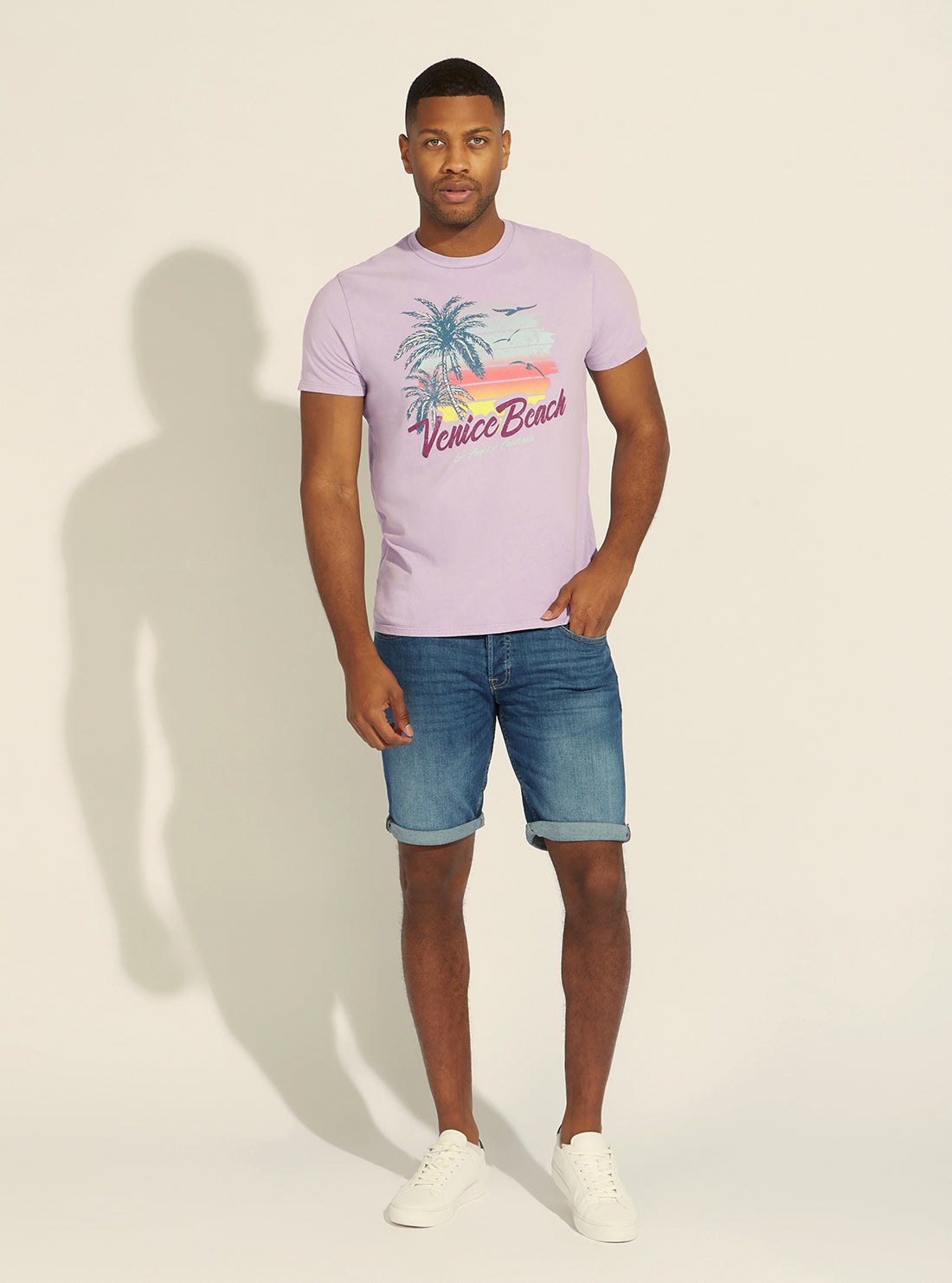 GUESS Mens Purple Orchid Multi Venice T-Shirt M2GI47KA260 Full View