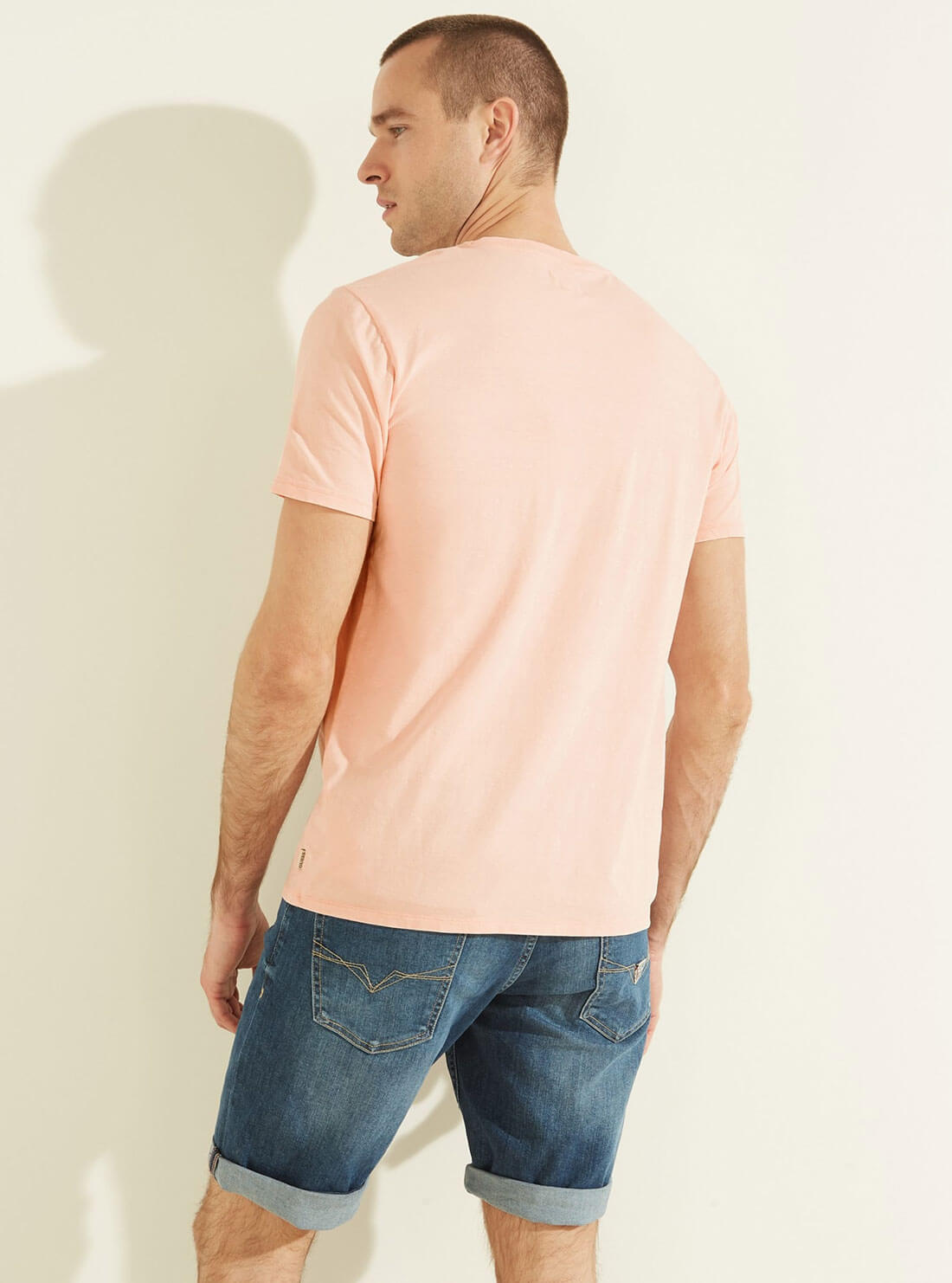 GUESS Mens Pale Sand Pink Eli Washed T-Shirt M2GP31K9Y10 Back View