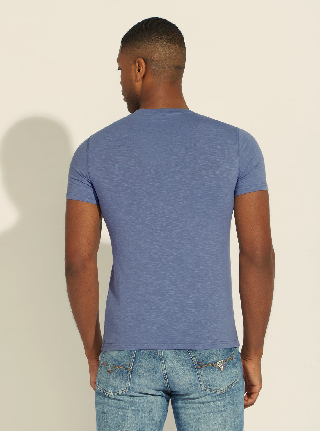 GUESS Mens Eco Blue Relat V-Neck T-Shirt M2GI20K6XN1 Back View