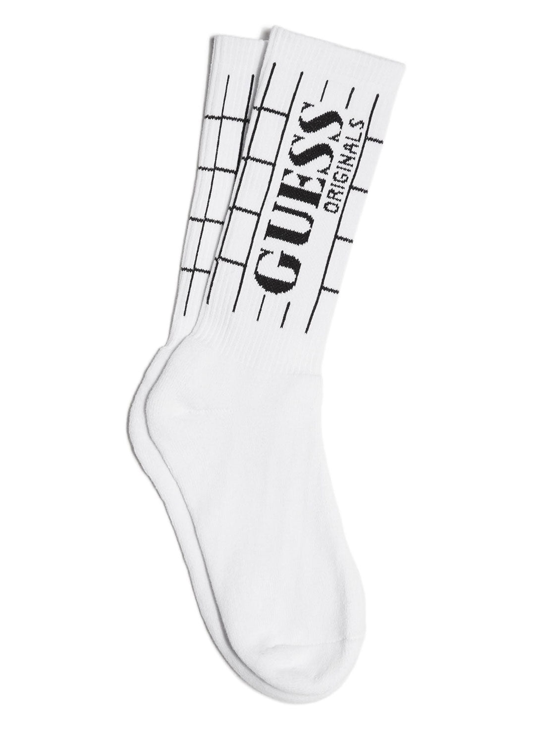 GUESS Mens GUESS Originals White Grid Socks M2GZ03K9WJ1 Front View