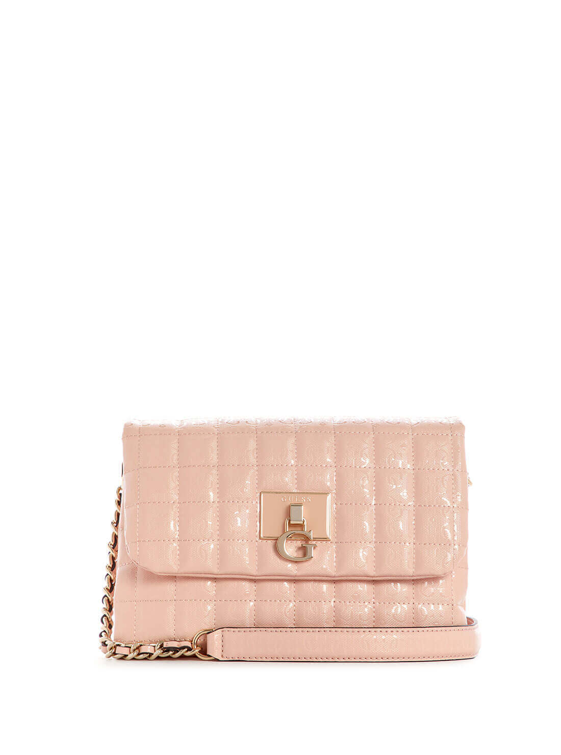 GUESS Womens Blush Pink Quilted Kobo Crossbody Bag GG841121 Front View