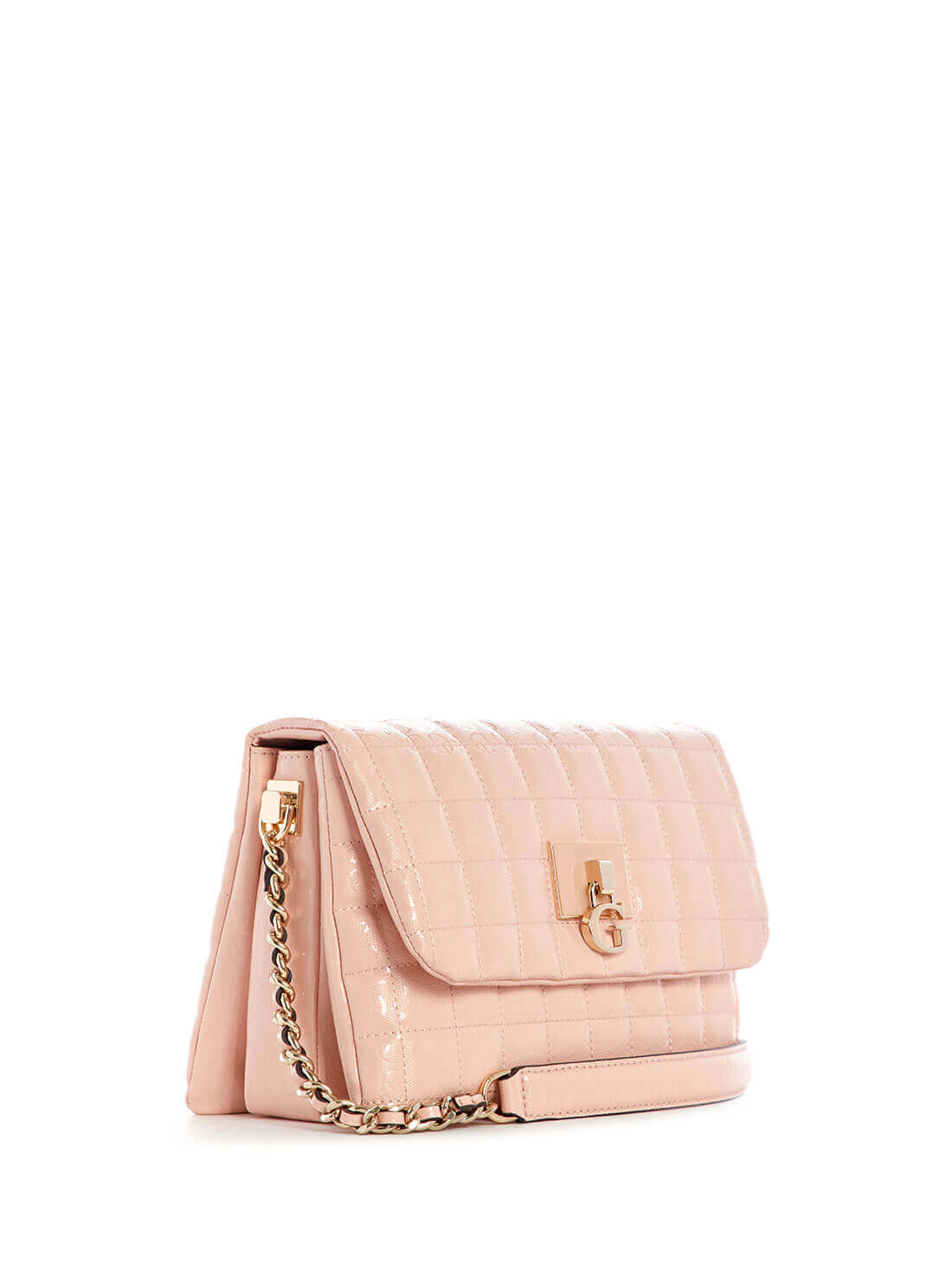 GUESS Womens Blush Pink Quilted Kobo Crossbody Bag GG841121 Front Side View