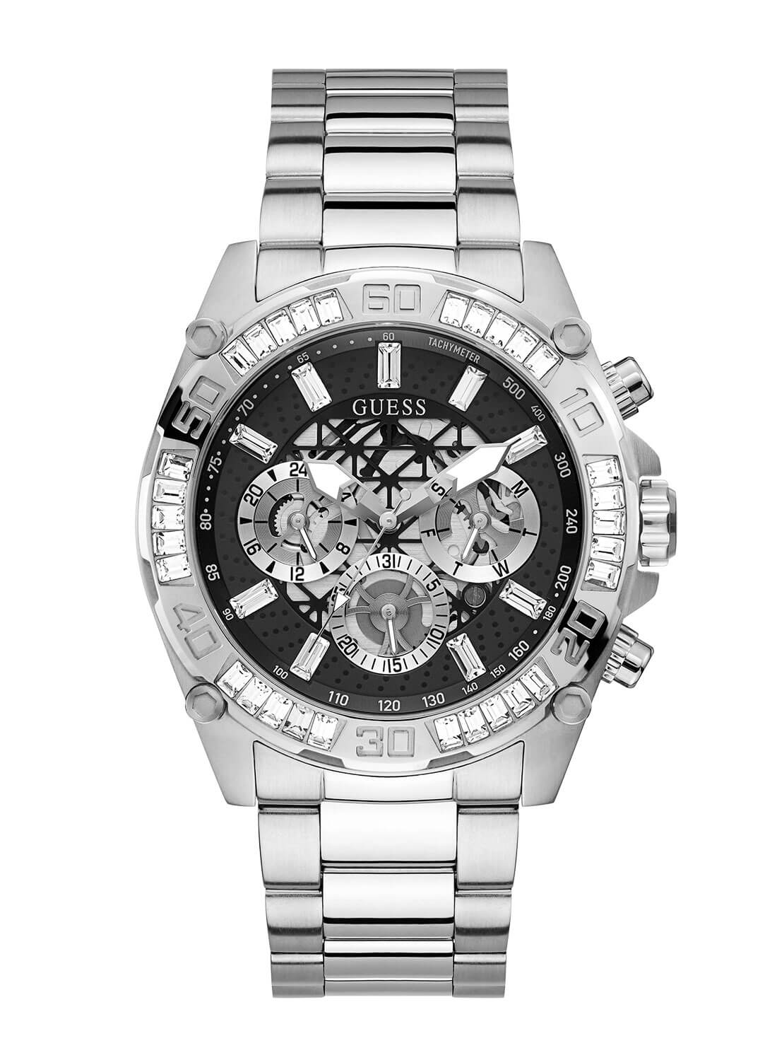    GUESS Mens Silver Trophy Watch GW0390G1 Front View