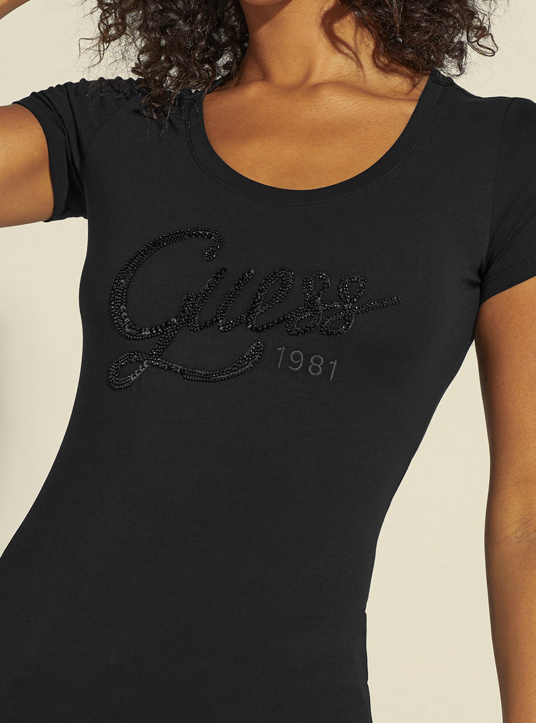 GUESS Women's Black Bryanna Logo T-Shirt W2YI28J1300 Detail View
