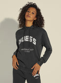 GUESS Women's Black Bryony Active Logo Hoodie Jumper V2YQ02FL04D Front View