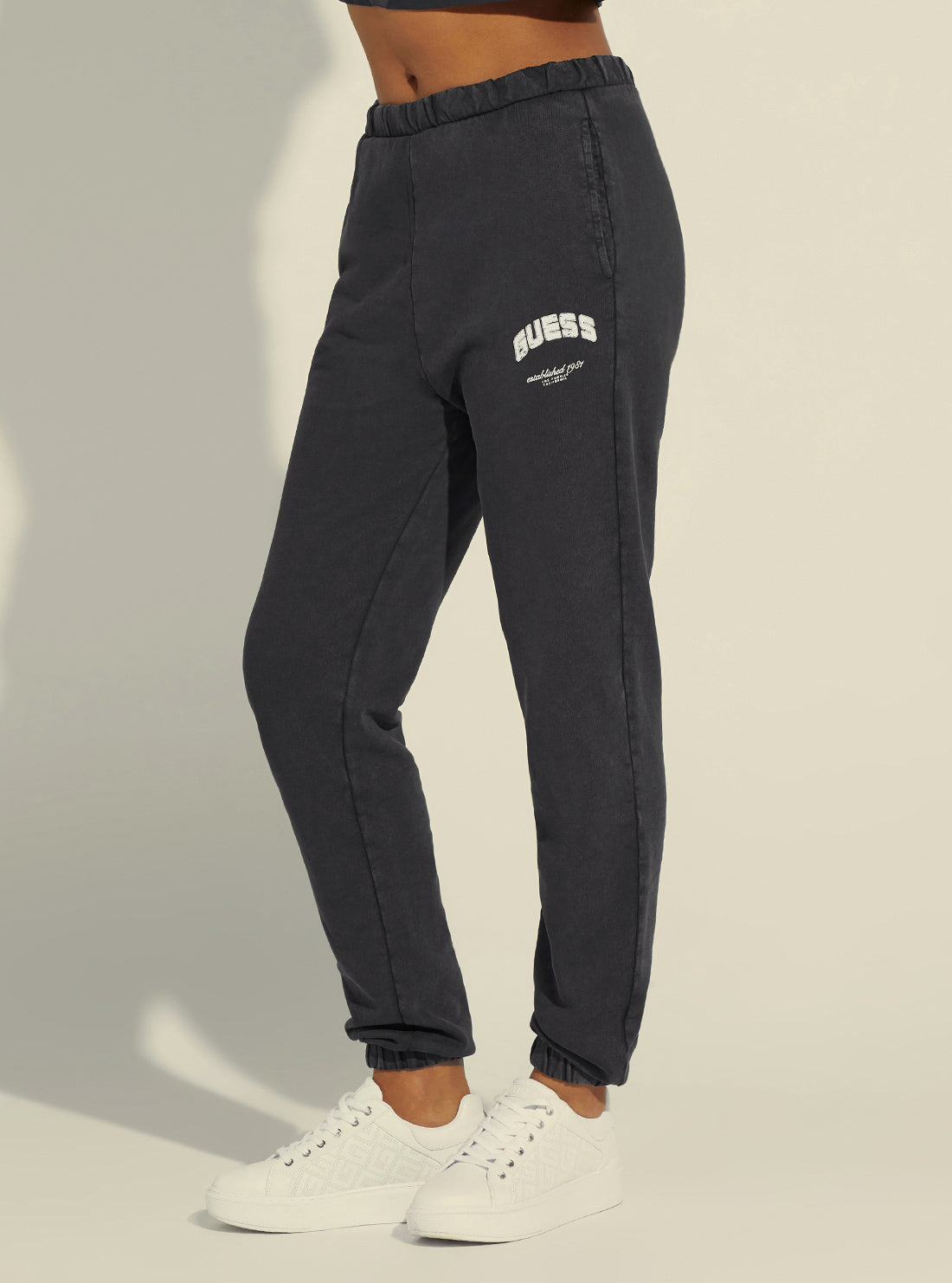 GUESS Women's Black Bryony Active Logo Trackpants V2YB05FL04D Side View