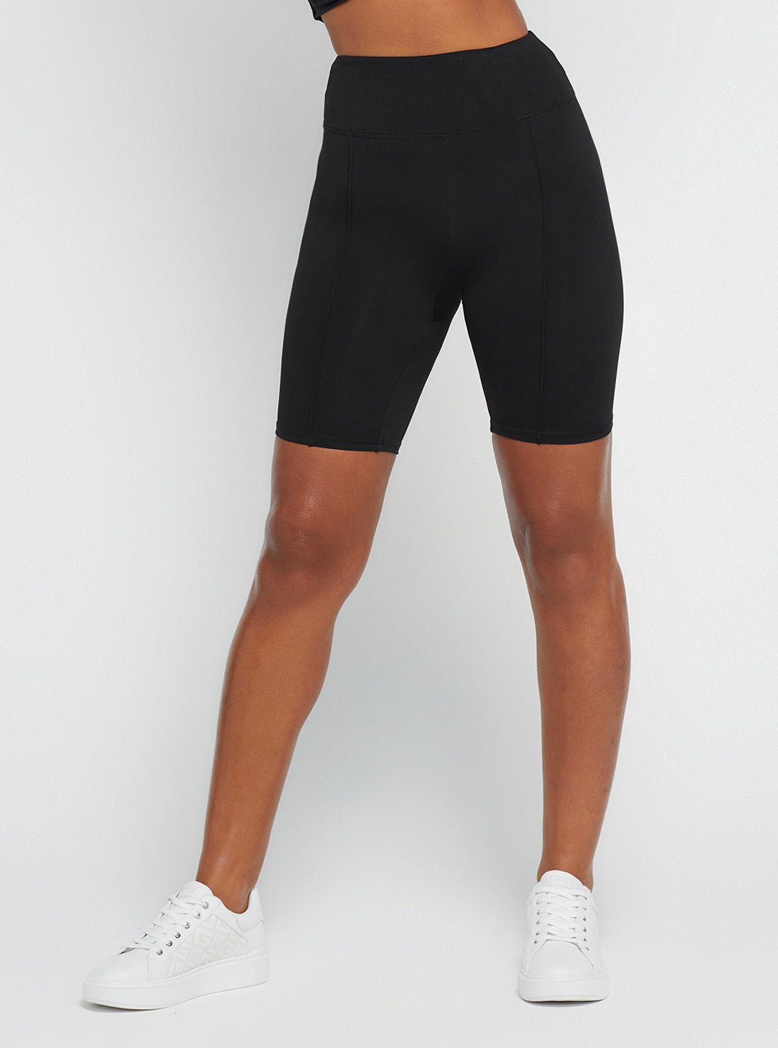 GUESS Women's Black Coline Active Bike Shorts V2BD01MC04Z Front View