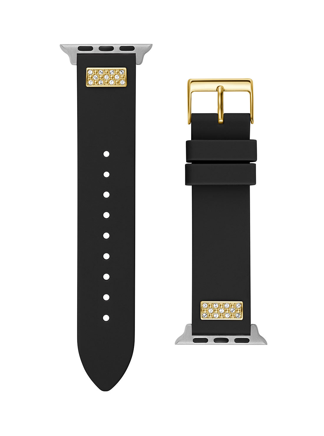 GUESS Women's Black Frontier Silicone Crystal Apple Watch Strap CS2005S2 Back View