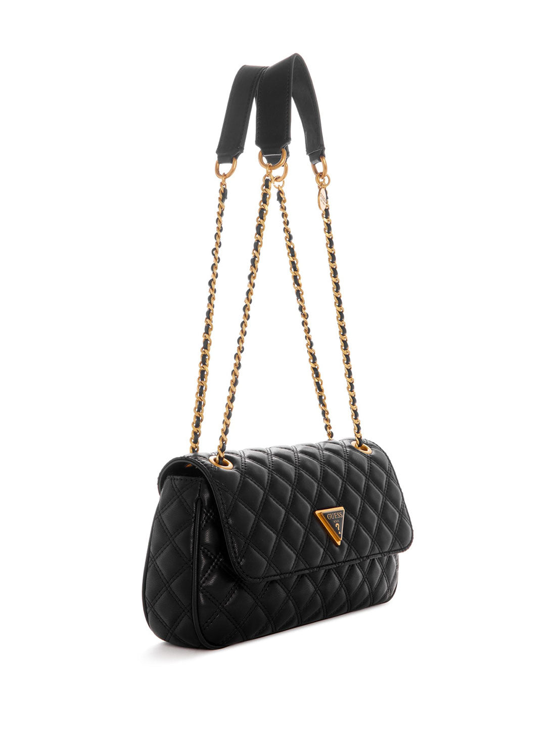 GUESS Women's Black Giully Quilted Crossbody Bag QA874821 Front Side View