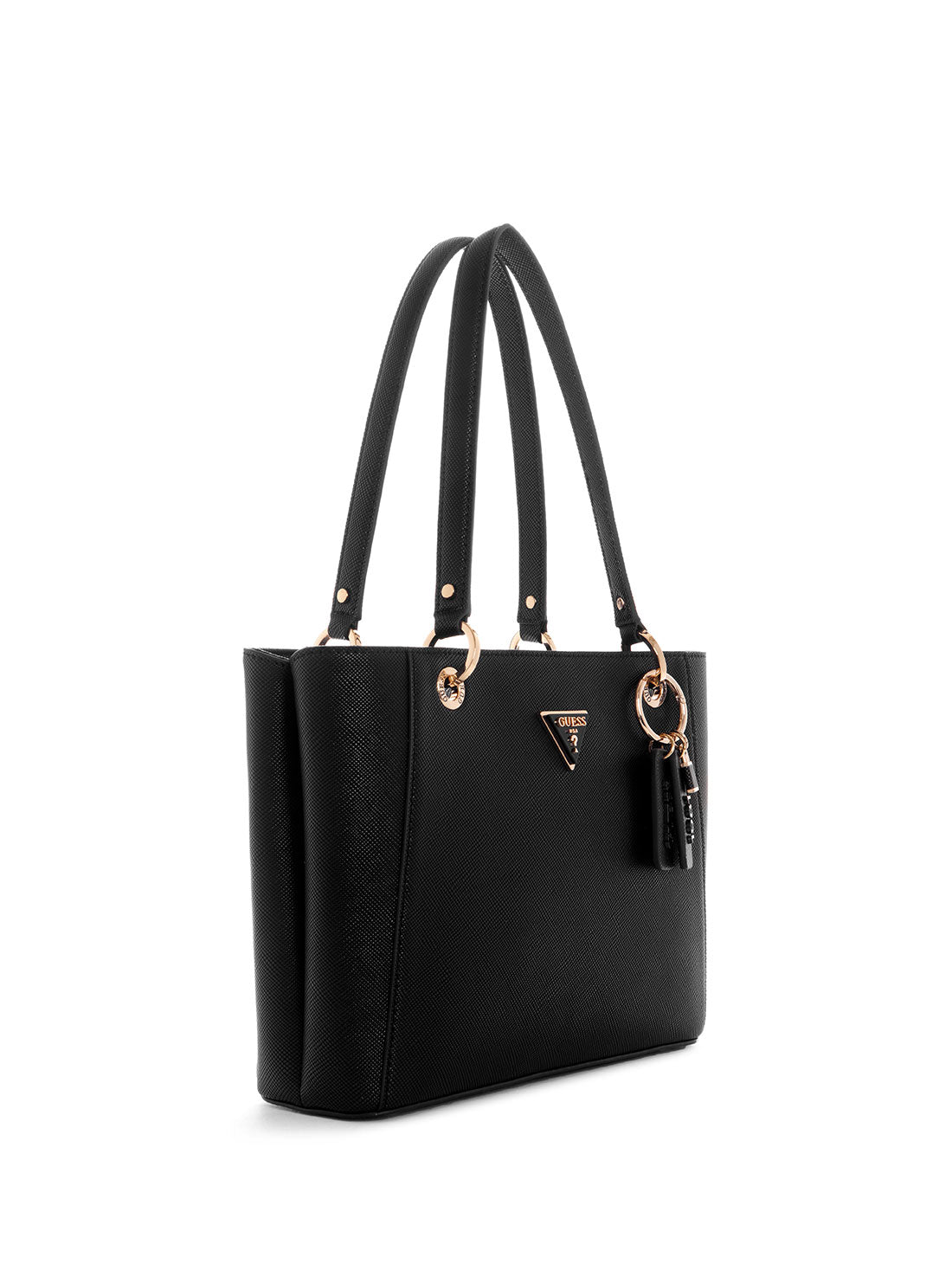 GUESS Women's Black Noelle Small Noel Tote Bag ZG787924 Angle View