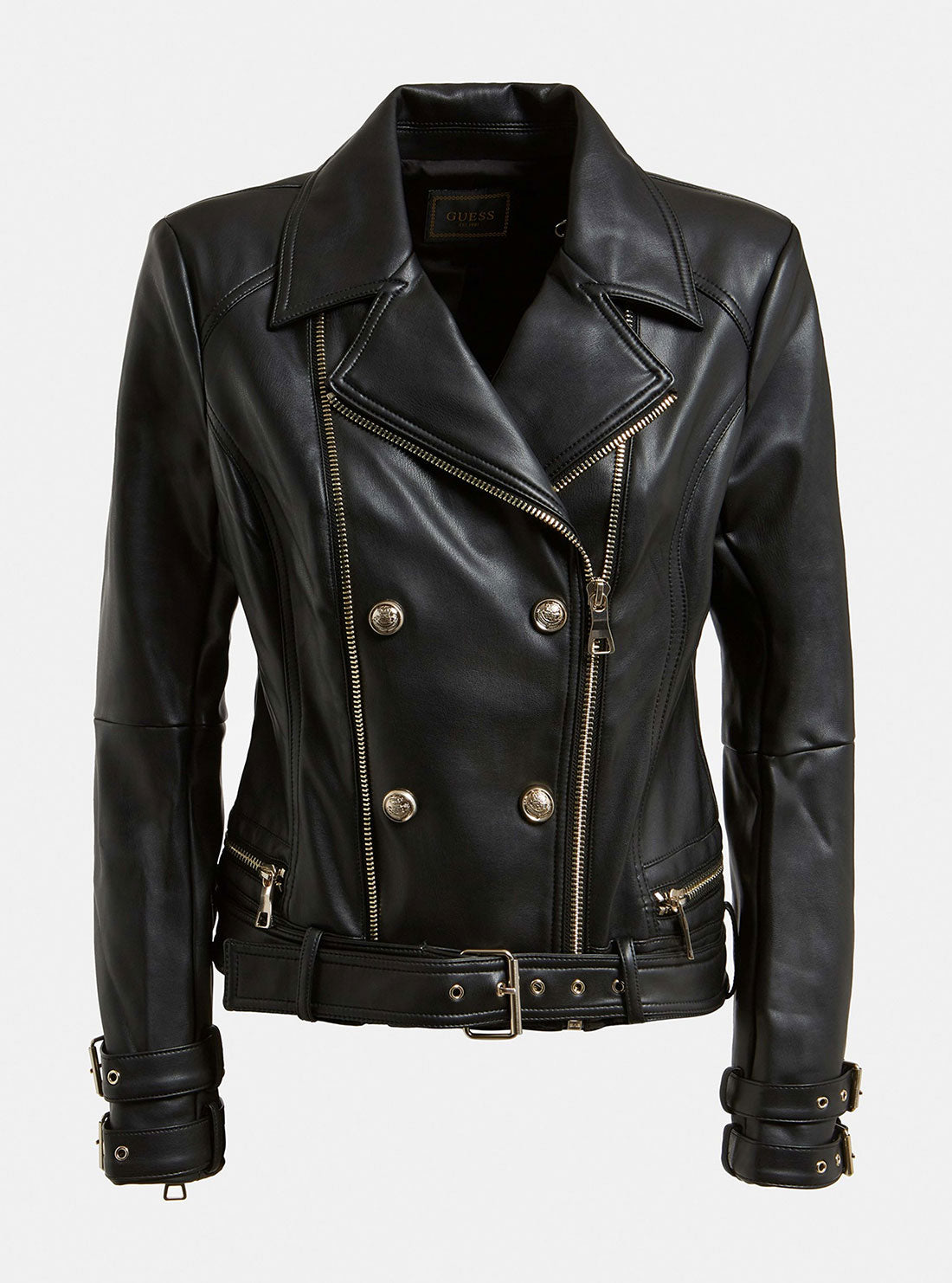 GUESS Women's Black Olivia Moto Jacket W1GL01R8S32 Ghost View