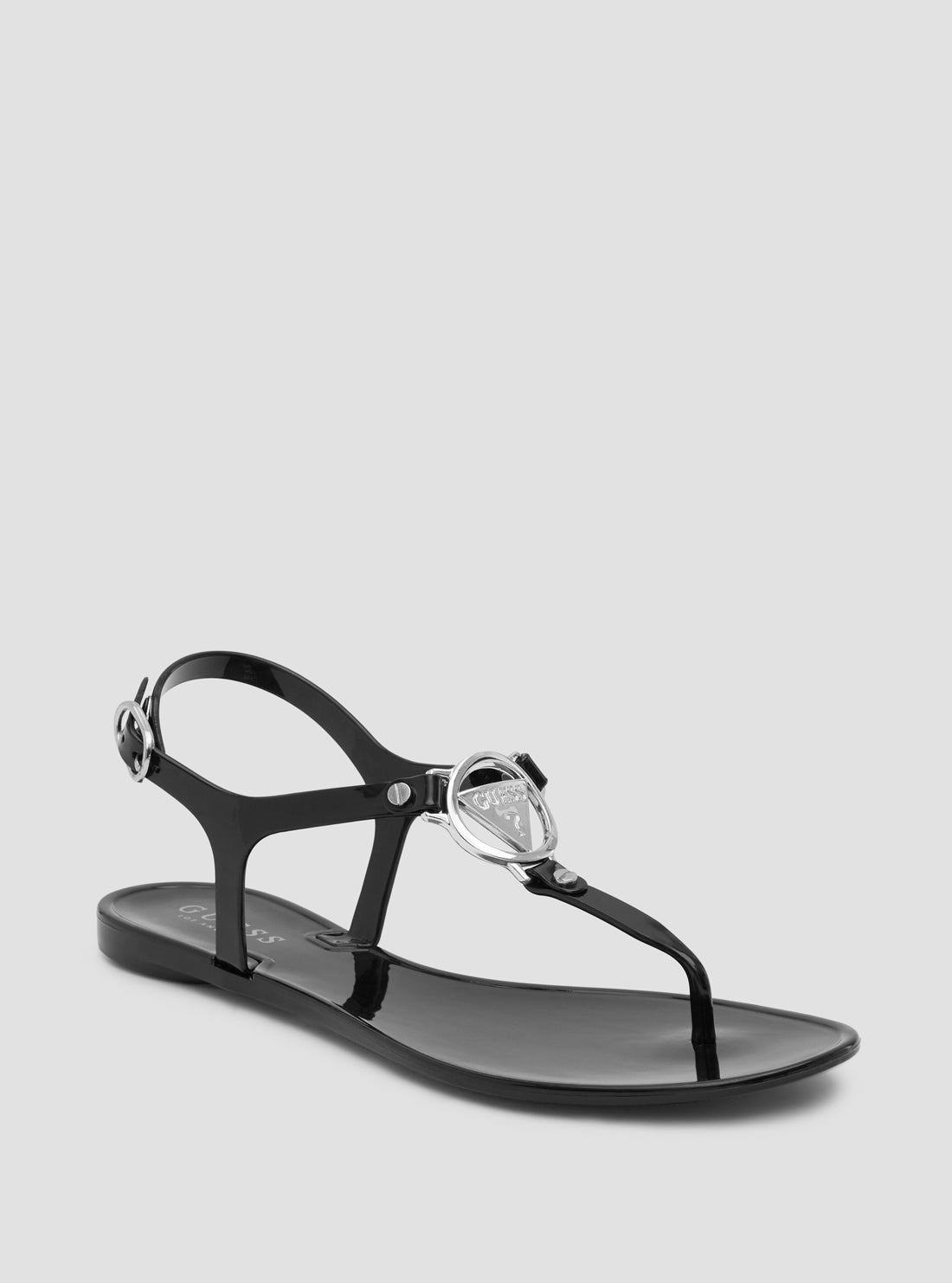 GUESS Women's Black Replace Logo Sandals REPLACE Front View