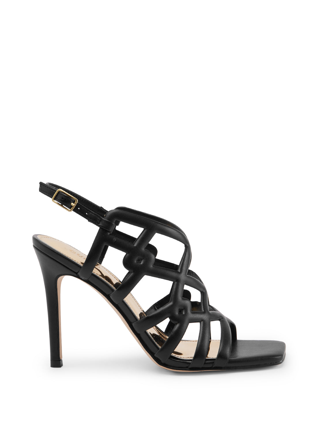 GUESS Women's Black Teama Strappy High Heels TEAMA Side View