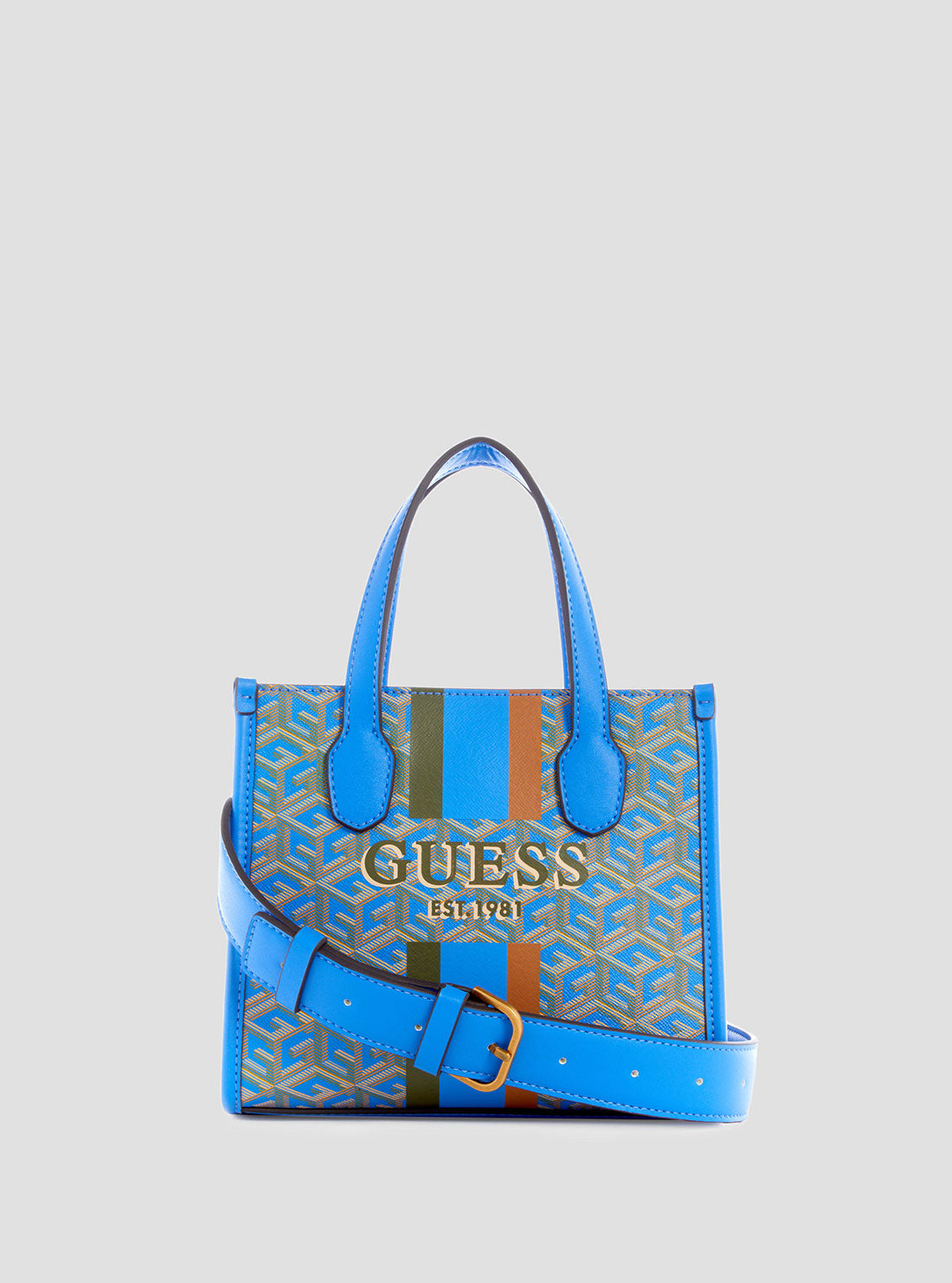 GUESS Women's Blue Logo Silvana Mini Tote Bag SC866577 Front View