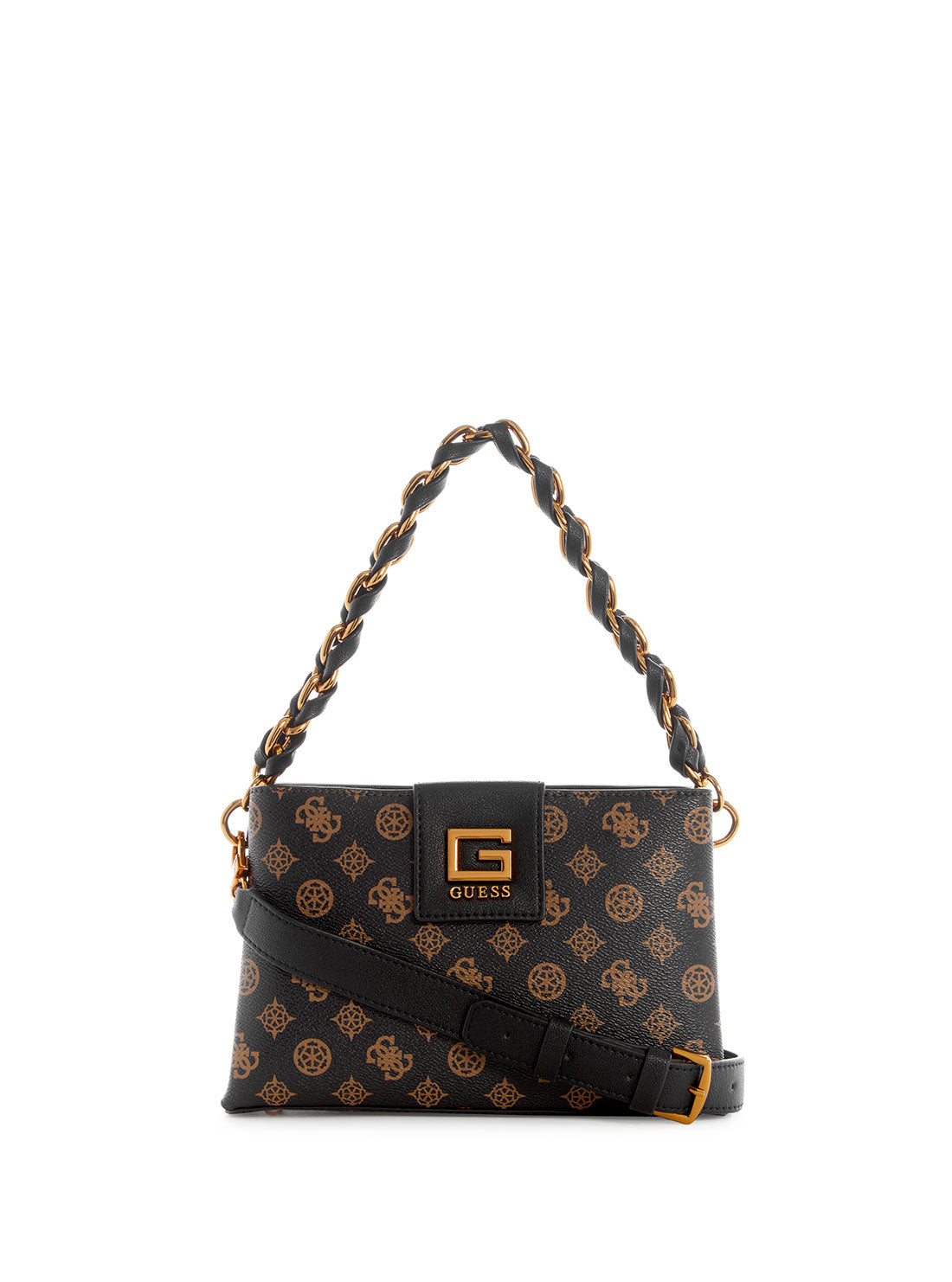 GUESS Women's Brown Logo Alva Crossbody Bag PZ867672 Front View