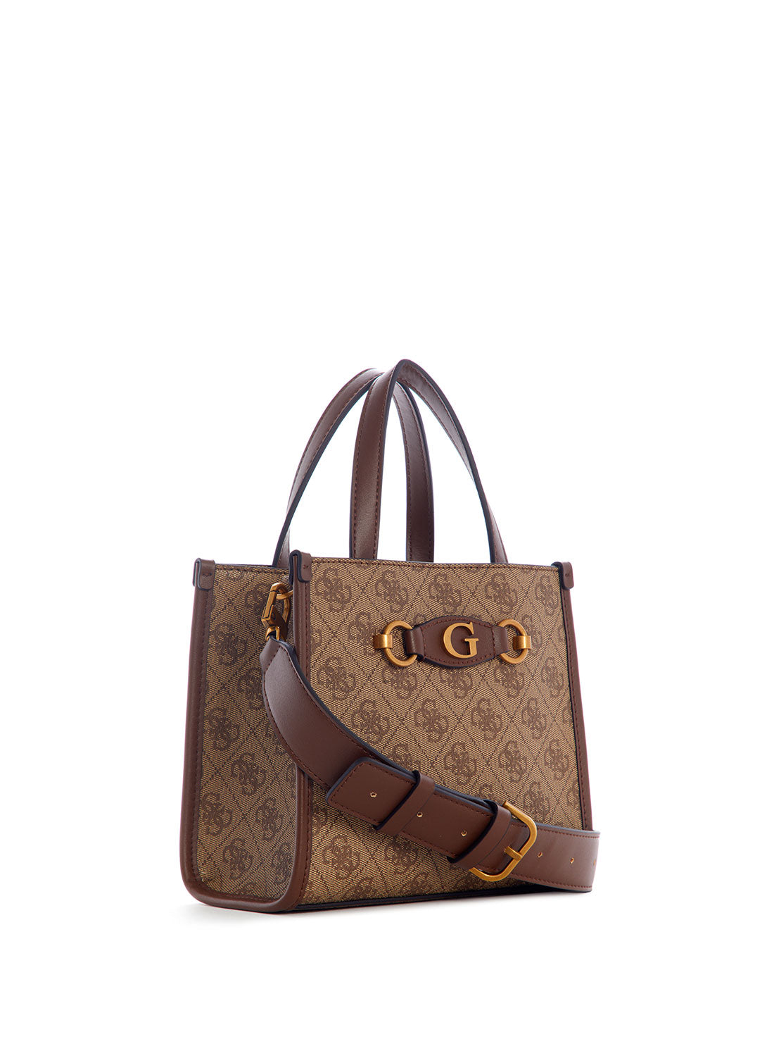 GUESS Women's Brown Logo Izzy Mini Tote Bag SB865476 Front Side View