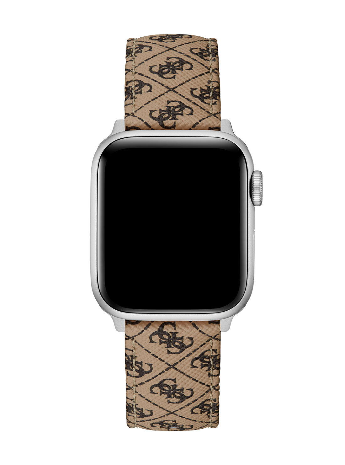 GUESS Women's Brown Quattro G Leather Apple Watch Strap CS2001S1 Front View