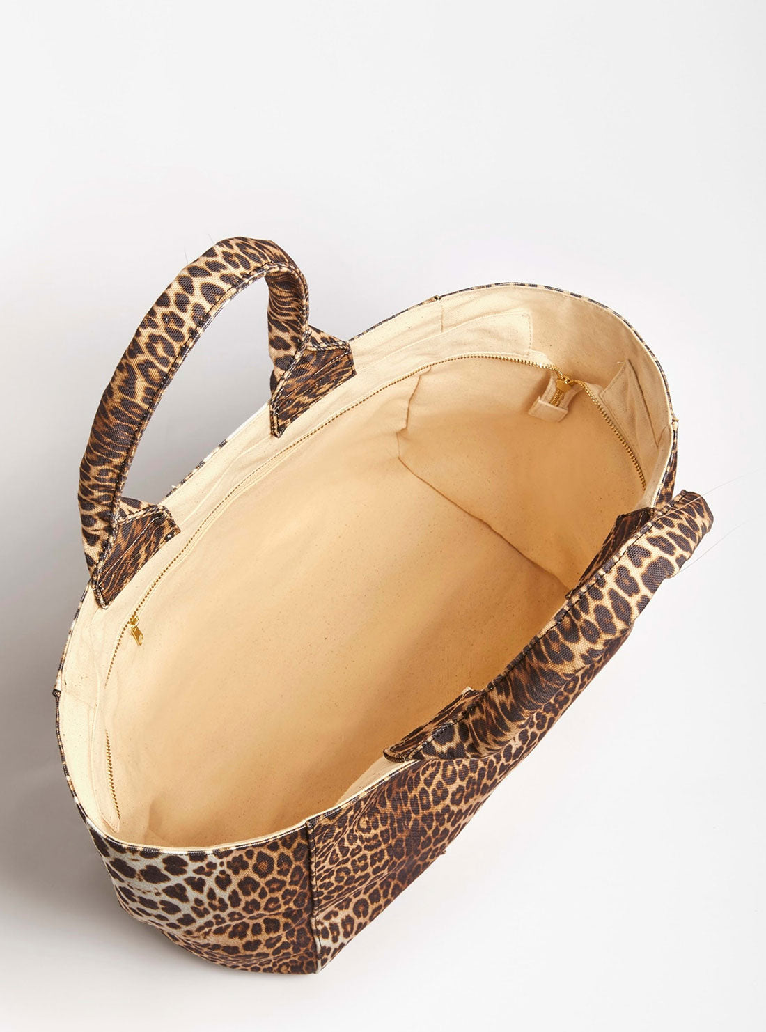 GUESS Women's Chic Leopard Canvas Beach Bag E2GZ04WO00F Inside View