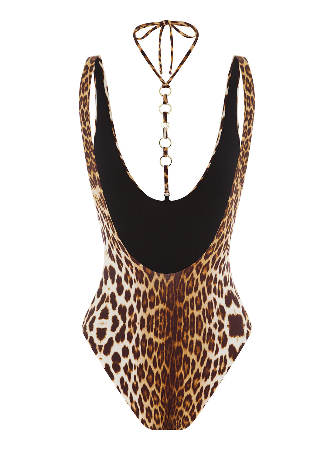 GUESS Women's Chic Leopard One-Piece Swimsuit E2GJ38MC04R Ghost Back View