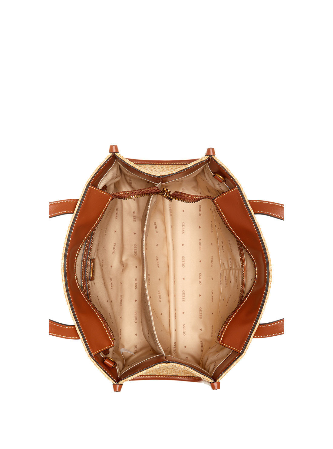 GUESS Women's Cognac Silvana Small Tote Bag WS866522 Inside View