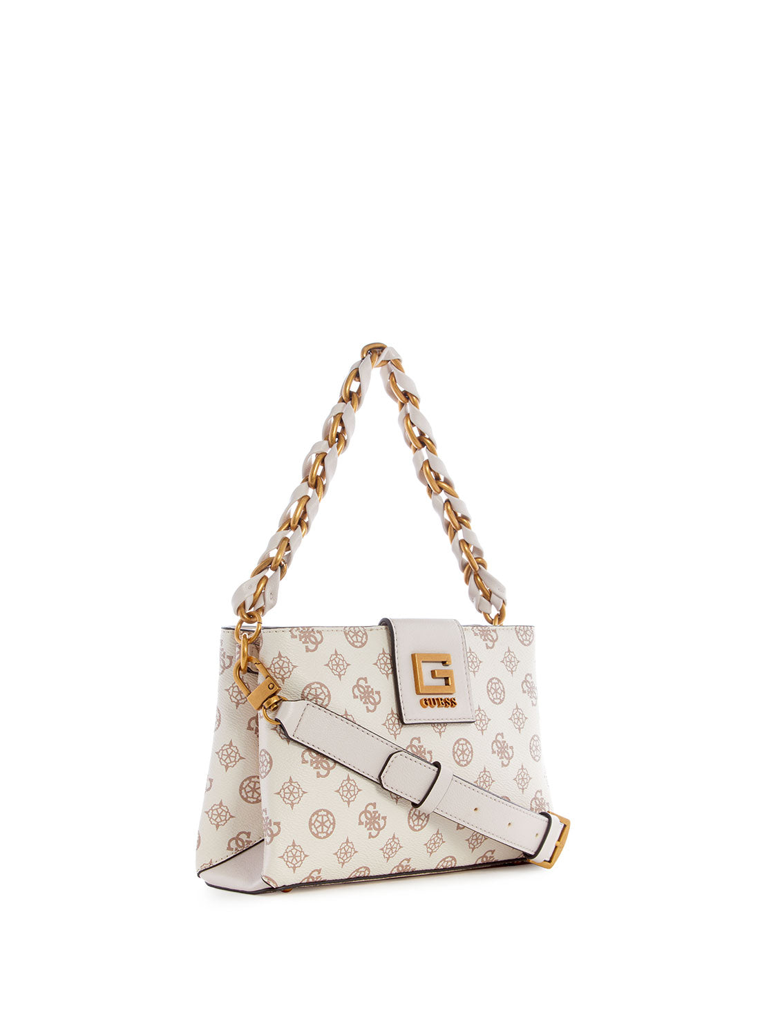 GUESS Women's Cream Logo Alva Crossbody Bag PB867672 Front Side View