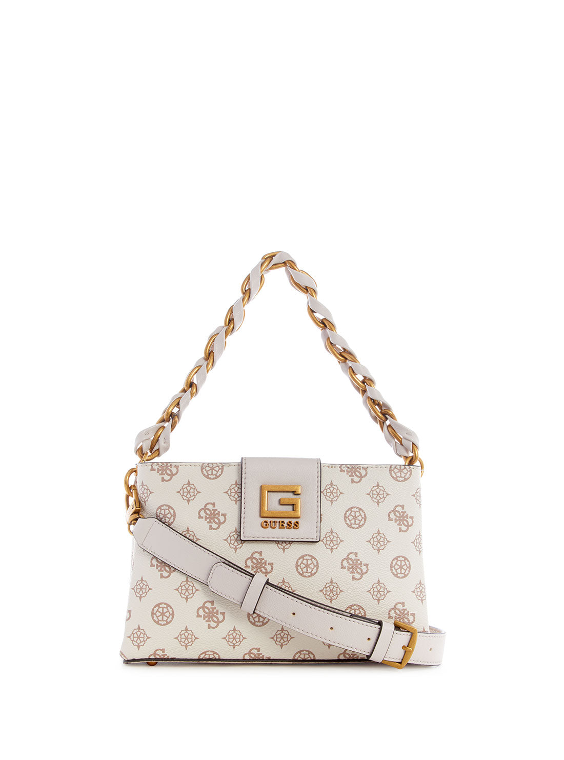 GUESS Women's Cream Logo Alva Crossbody Bag PB867672 Front View