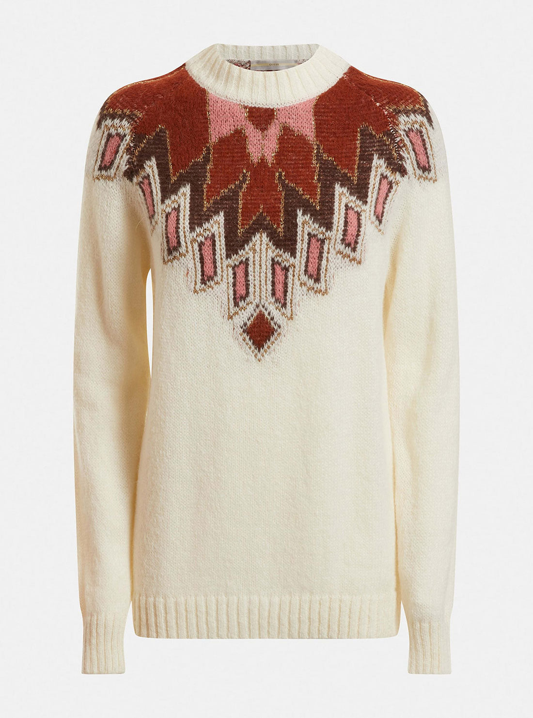 GUESS Women's Cream Navajo Lux Alexia Knit Jumper W2BR41Z31Y0 Ghost View