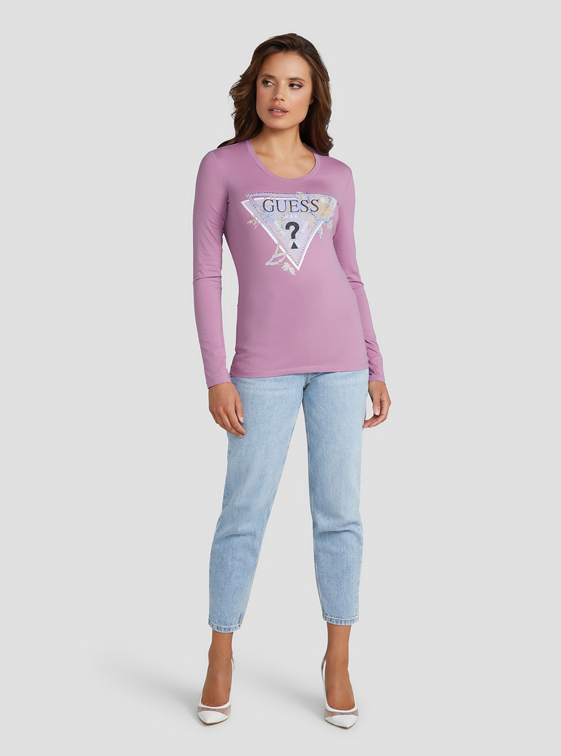 GUESS Women's Eco Berry Alva Logo T-Shirt W3RI48J1314 Full View
