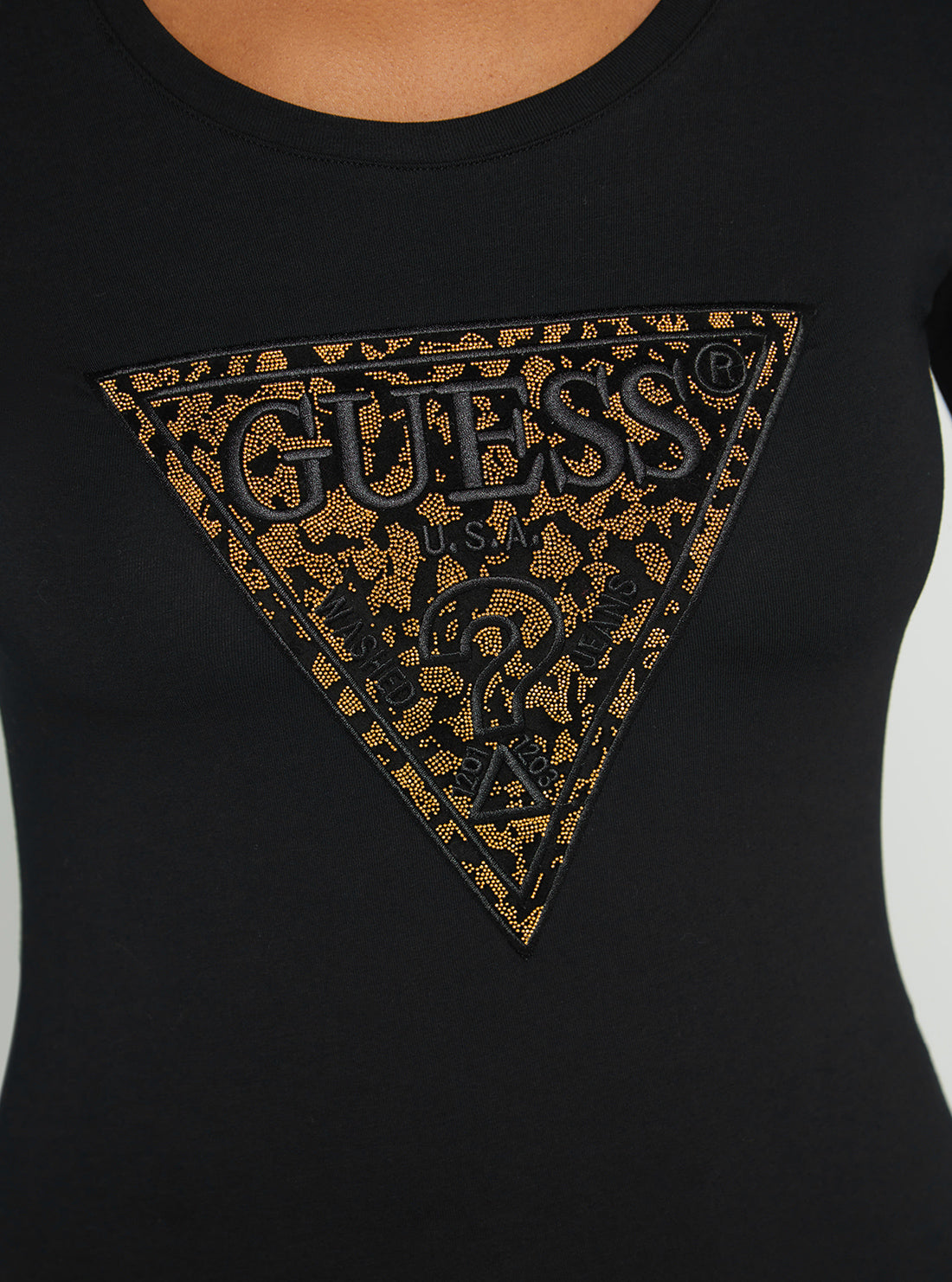GUESS Women's Eco Black Lidia Logo T-Shirt W2BI67J1300 Detail View