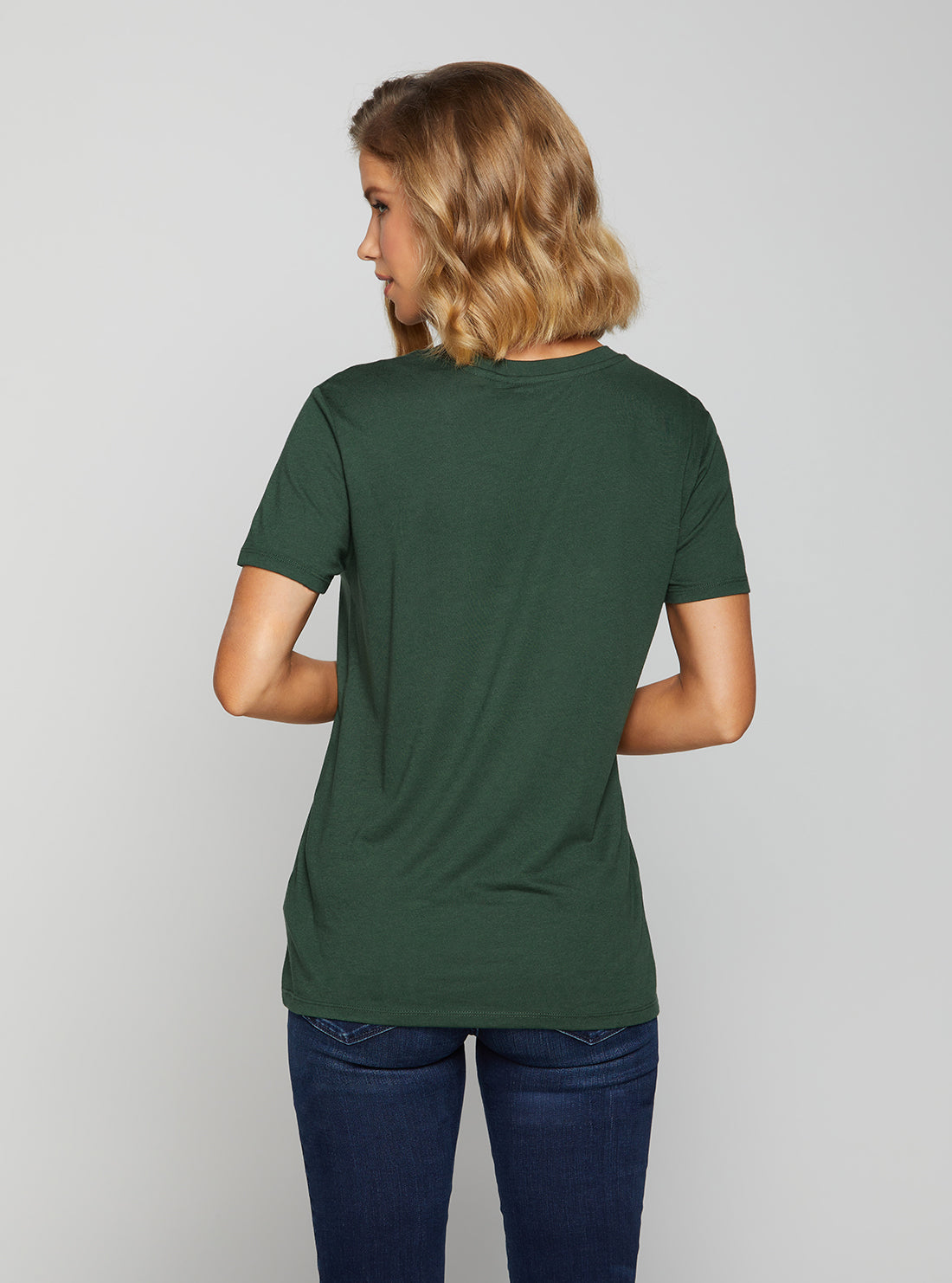 GUESS Women's Eco Green Made Of Stars T-Shirt W2BI31K9SN1 Back View