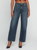 GUESS Women's Eco High-Rise 90s Boyfriend Denim Jeans In Waterton Blue Wash W2BA60D4VM0 Front View
