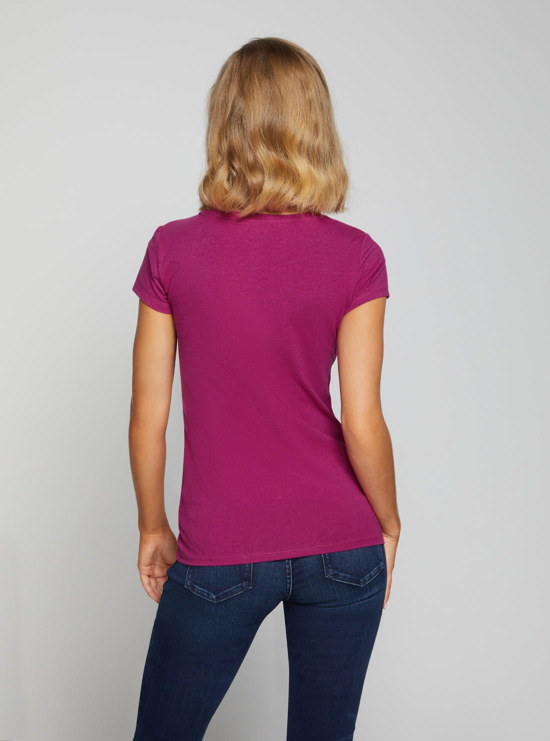 GUESS Women's Eco Magenta Rose Logo T-Shirt W2BI29KA0Q3 Back View