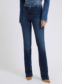 GUESS Women's Eco Mid-Rise Slim Sexy Boot Denim Jeans In Carrie Dark Wash W3RA58D4Q03 Front View