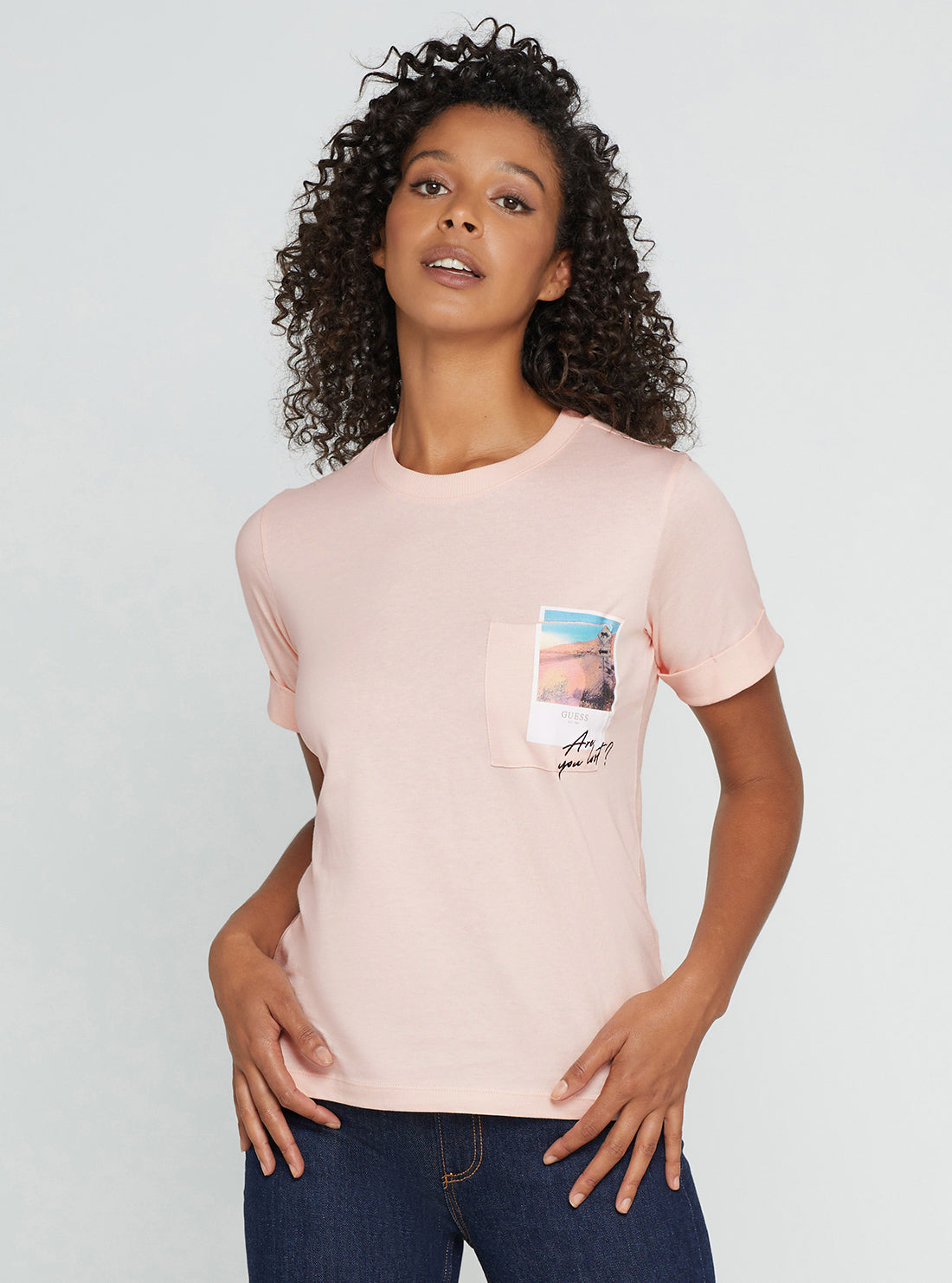 GUESS Women's Eco Pink Gisela T-Shirt W2BI08I3Z14 Front View