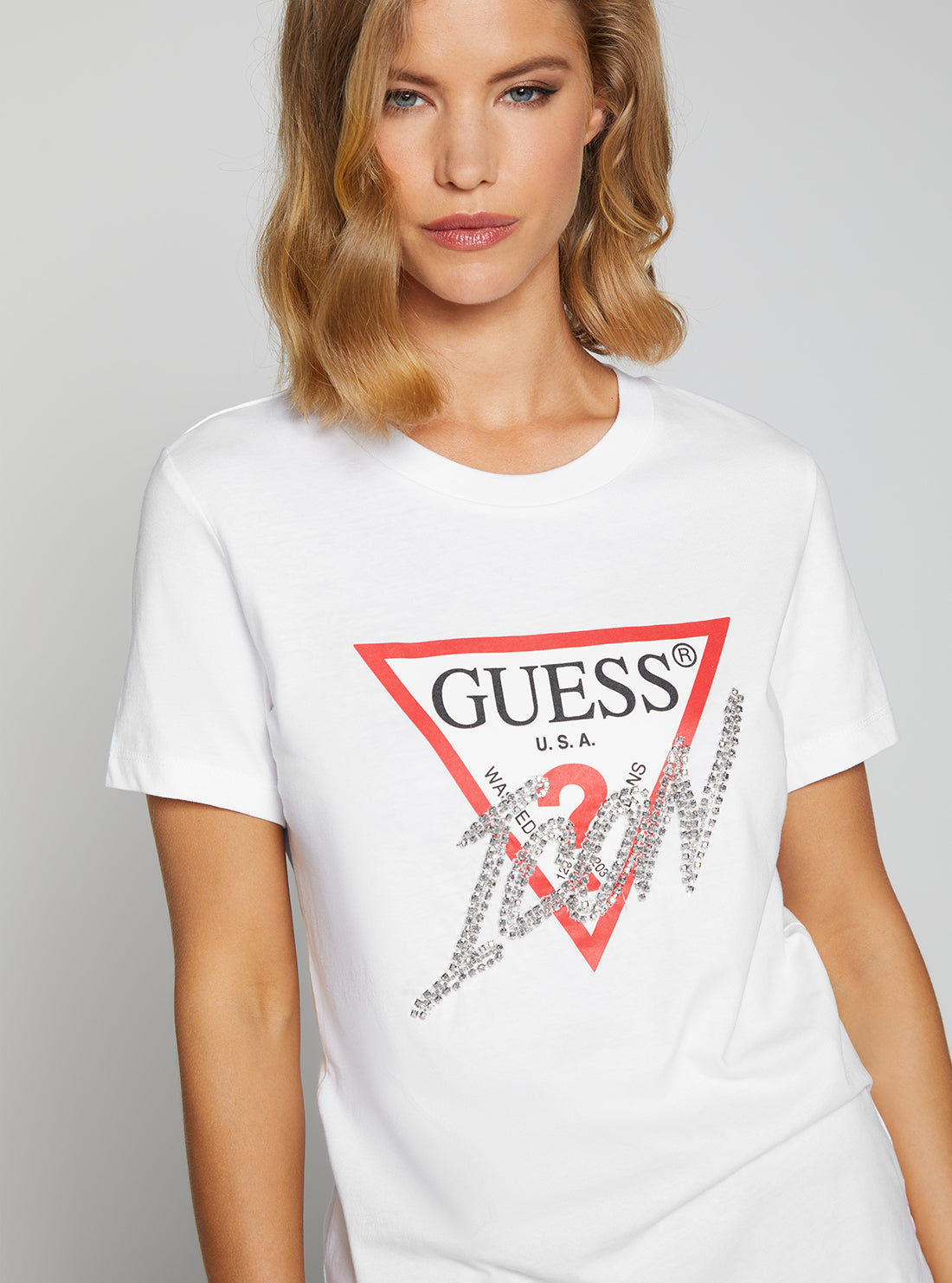 GUESS Women's Eco White Icon Logo T-Shirt W2BI12I3Z13 Detail View