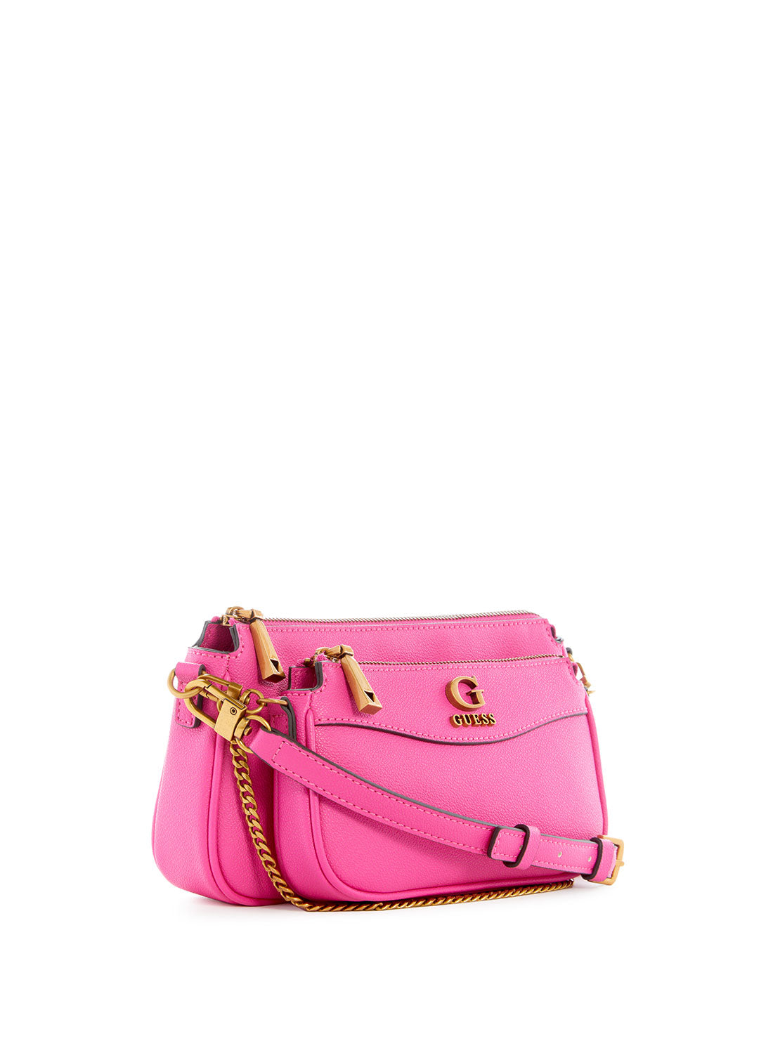 GUESS Women's Fuchsia Nell Crossbody Pouch Bag VB867870 Front Side View