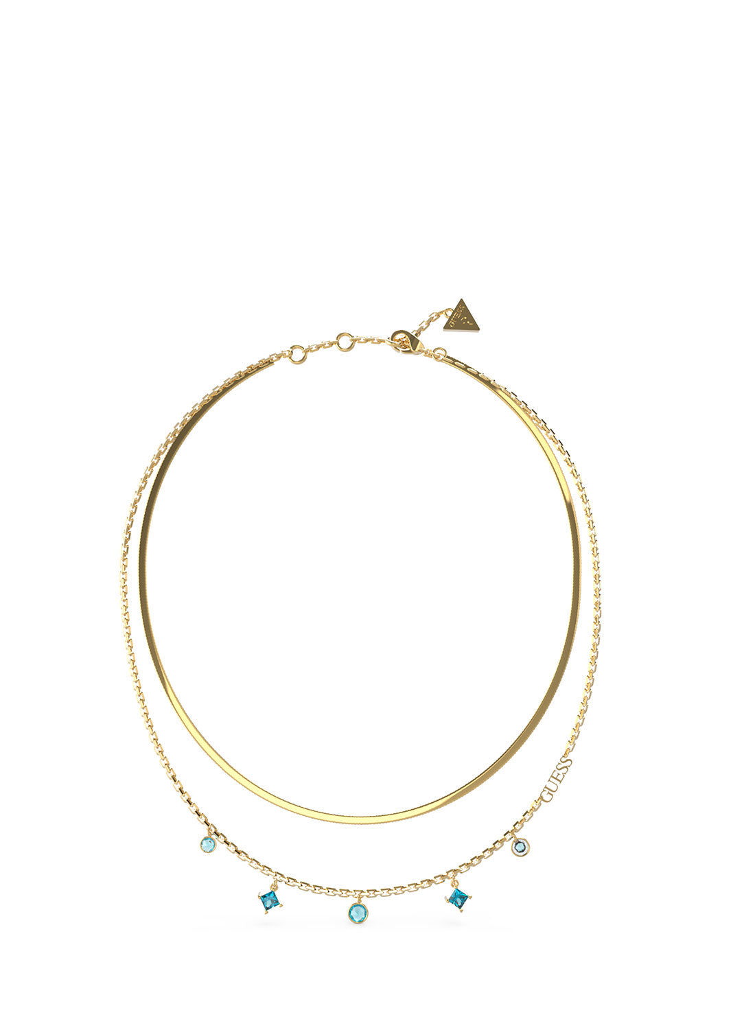 GUESS Women's Gold Aqua Charms Necklace JUBN03067JWYGAQT-U Front View