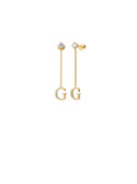 GUESS Women's Gold Crystal Harmony Logo Earrings JUBE02223JWYGT Front View