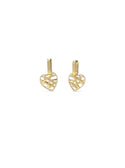 GUESS Women's Gold Crystal Heart Cage Earrings JUBE03098JWYGT Front View