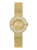 GUESS Women's Gold Dream Crystal Mesh Watch GW0550L2 Front View