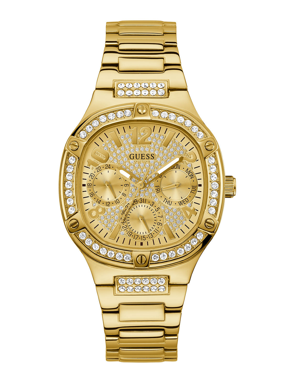 GUESS Women's Gold Duchess Crystal Glitz Watch GW0558L2 Front View