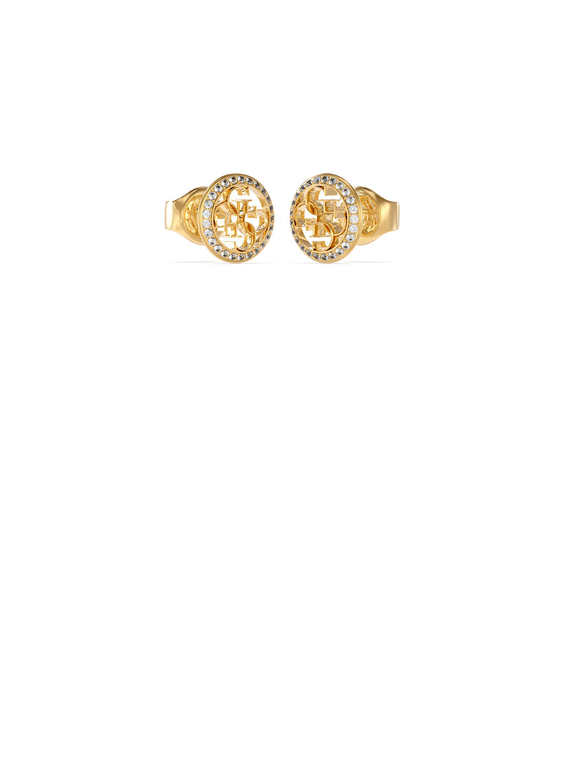GUESS Women's Gold Quattro G Logo Earrings UBE02136JWRH Front View