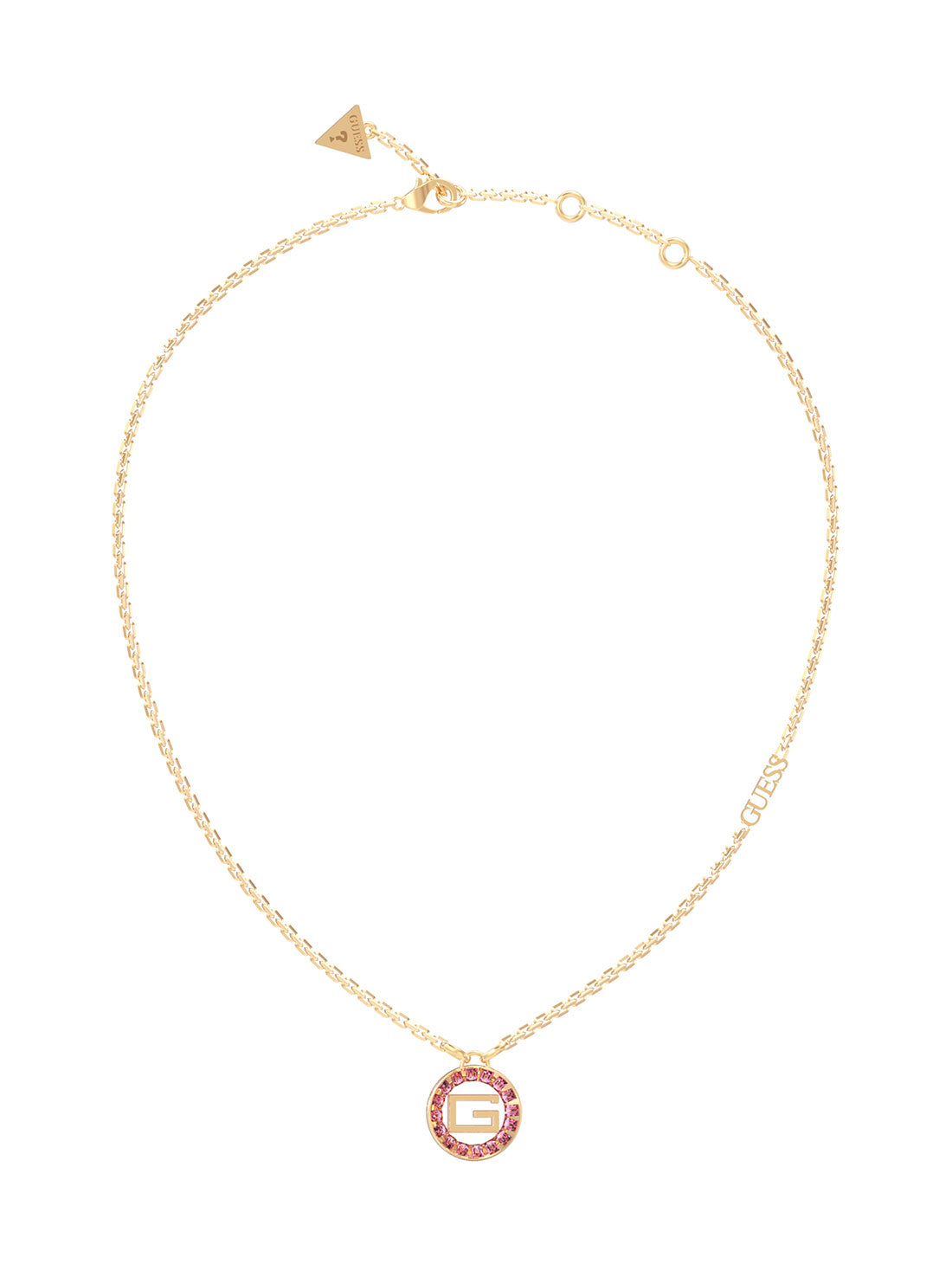 GUESS Women's Gold Rose G Logo Necklace JUBN03011JWYGRST Front View