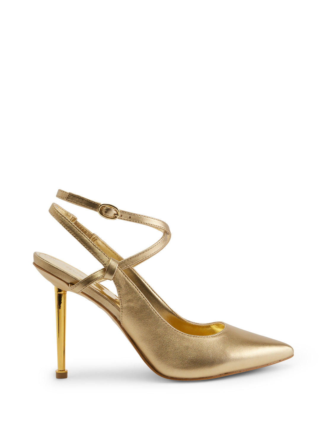 GUESS Women's Gold Staton Metallic High Heels STATON Side View